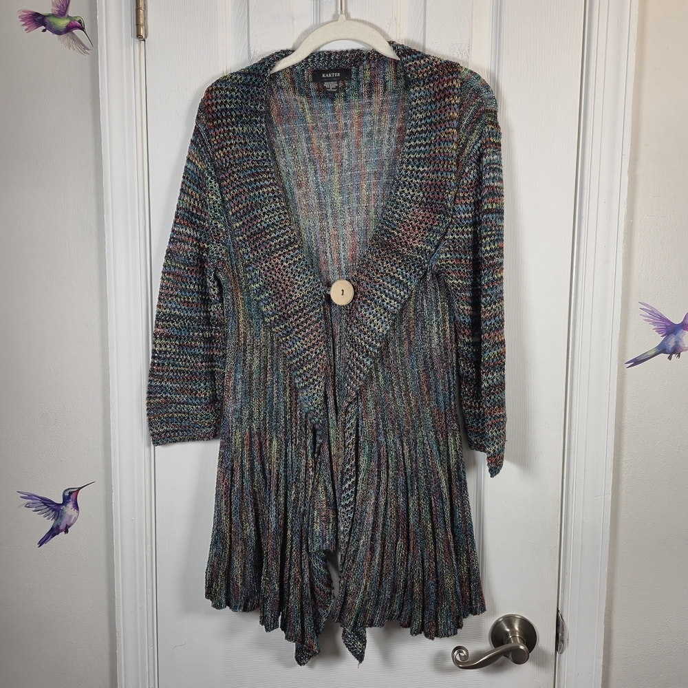 Whimsigoth Space Dye Knit Cardigan Boho Kaktus Earthy Sweater  Goblincore Small